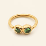 MINI HOOP - 18K gold with 2 Tvasorites