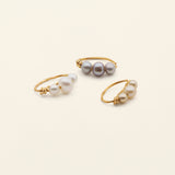 3 PEARL MINIHOOP- 18k guld