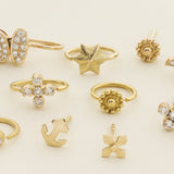 MINI HOOP - 18 carat gold and diamond cross