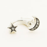 MOON & STAR EARJACKET - silver with diamonds