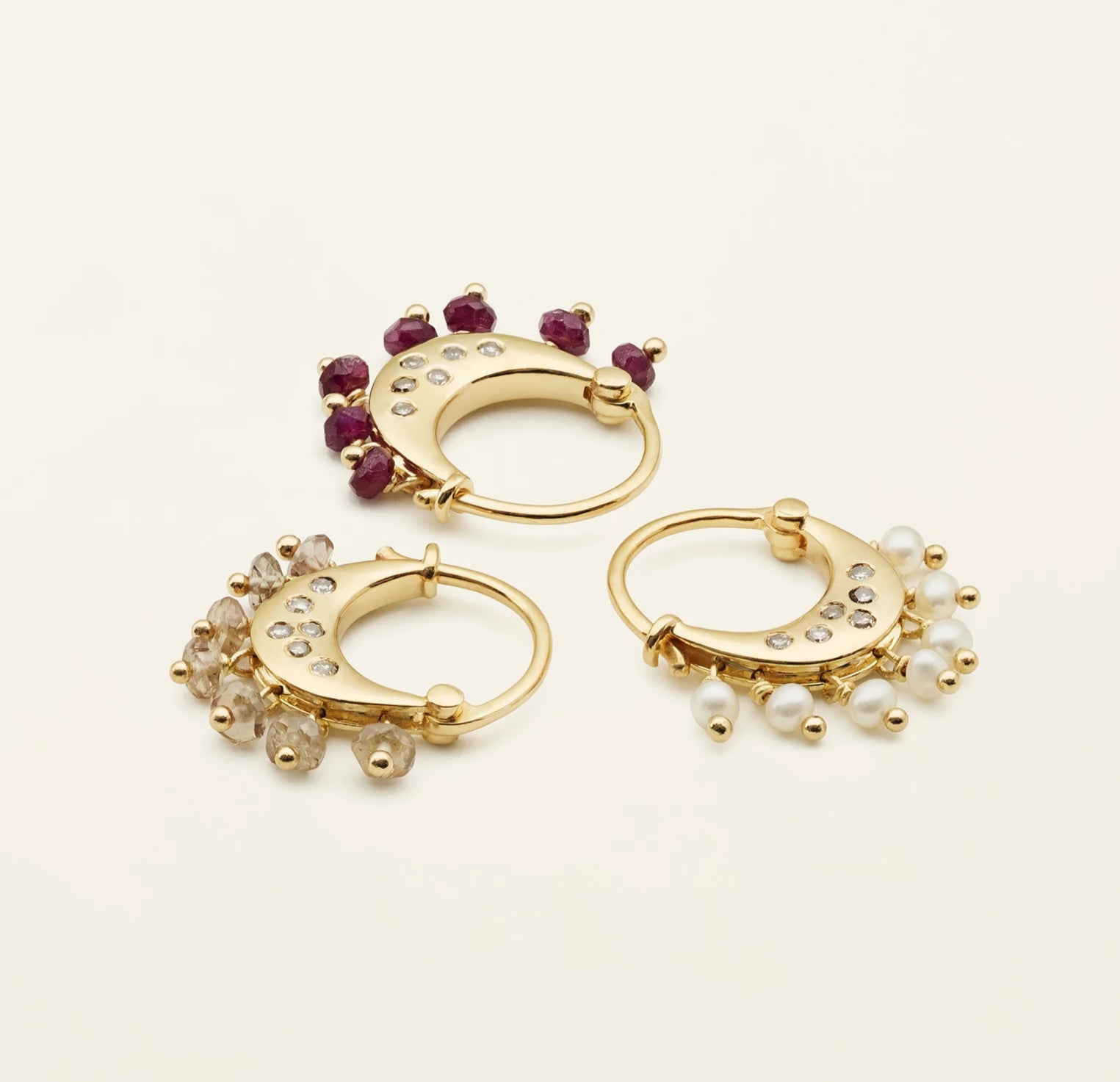 JAIPUR ØRERING - forgyldt sølv med diamanter