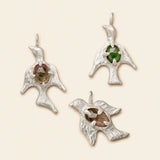 Birds with Colored Stones Silver
