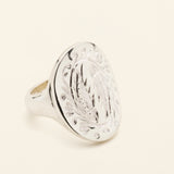 SIGNET RING OVAL WITH FISH - silver