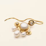 5 PEARL SINGLE EARRINGS WITH DIAMONDS - 18K gold plated silver