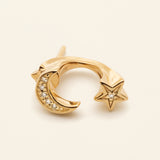 MOON &amp; STAR EARJACKET - 18K gold plated silver with diamonds