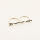 ARROW DOUBLE RING - silver with diamonds