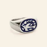 OVAL ENAMEL RING BLUE-silver