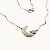 MOON &amp; STAR NECKLACE - silver with TTLB diamonds