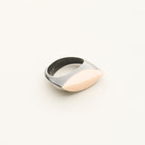 NAVETTE RING - 9 kt gold and silver