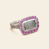 Ring Silver w. Labrodorite - Rubellite