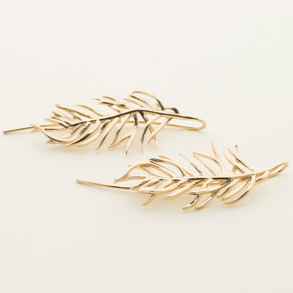 3D LEAF EARRINGS - gold plated silver