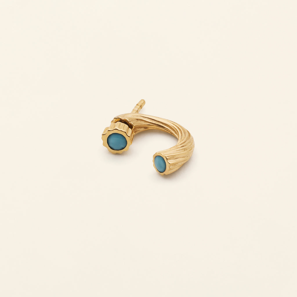 EARJACKET WITH TURQUOISE- goldplated silver