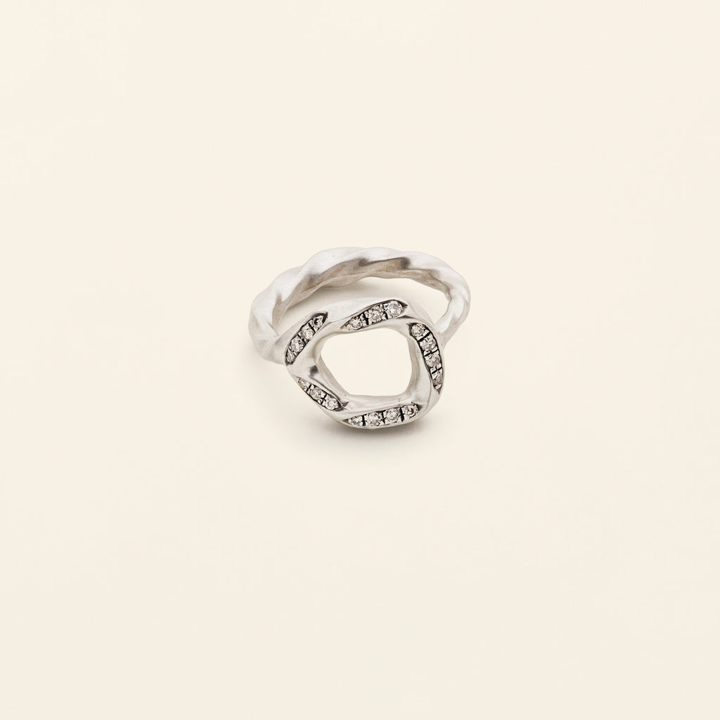 O-RING WITH DIAMONDS SMALL- silver