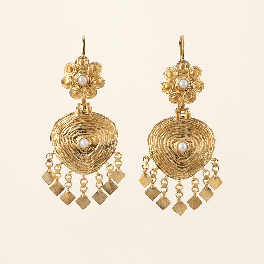 SUMMER EARRING WITH PEARLS- goldplated silver