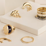 MOON EARRING - gold-plated silver with diamonds