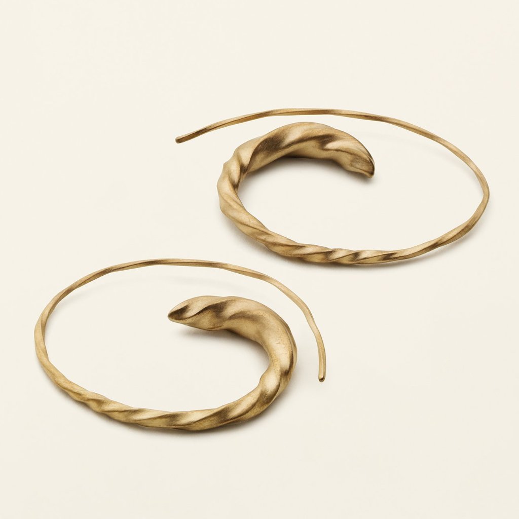 LARGE FLOW ASYMMETRIC HOOPS - gold-plated silver