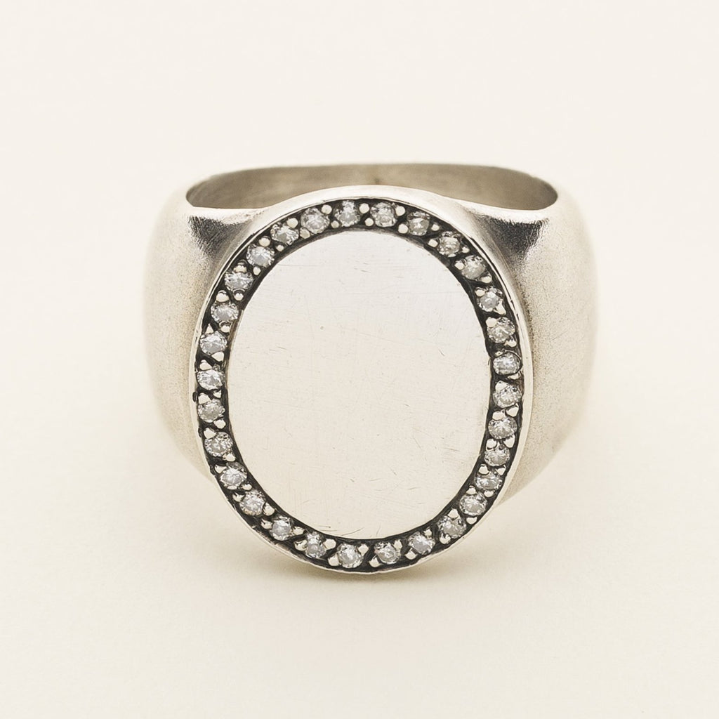 LARGE SIGNATURE RING - silver with diamonds