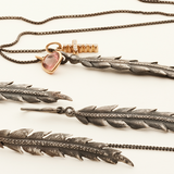 FEATHER RINGS - oxidized silver